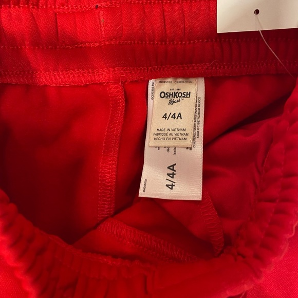 NEW OshKosh B’Gosh Toddler Boys Red Sweat Pants Drawstring w/zipper legs Size 4 - Picture 6 of 7